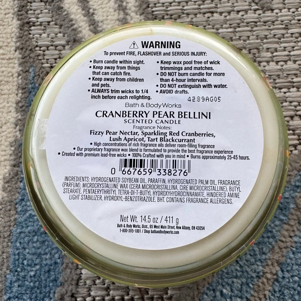 Bath & Body Works Cranberry Pear Bellini 3-Wick Soy Wax Blend Candle‎